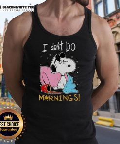 Alt Text: Awesome Snoopy I Dont Do Mornings tank top featuring a playful Snoopy graphic, perfect for casual wear.