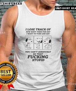 Alt Text: Cute Snoopy tank top design with quote about losing track of daily thoughts, perfect for casual wear.