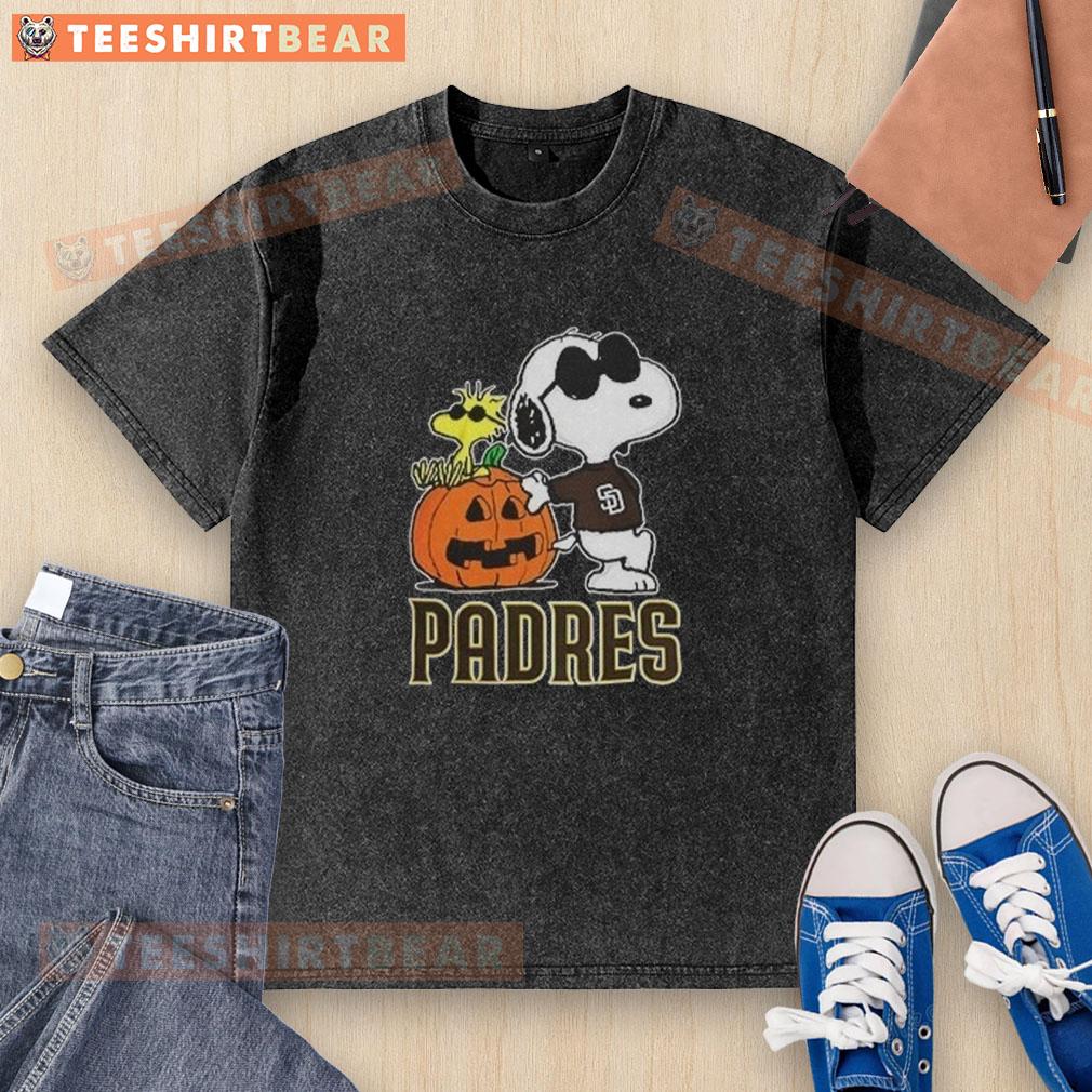 Awesome Snoopy San Diego Padres MLB Pumpkin Halloween Peanuts Cartoon 2025 Washed T-Shirt Awesome Snoopy San Diego Padres MLB pumpkin Halloween Peanuts cartoon on a 2025 washed t-shirt design.
