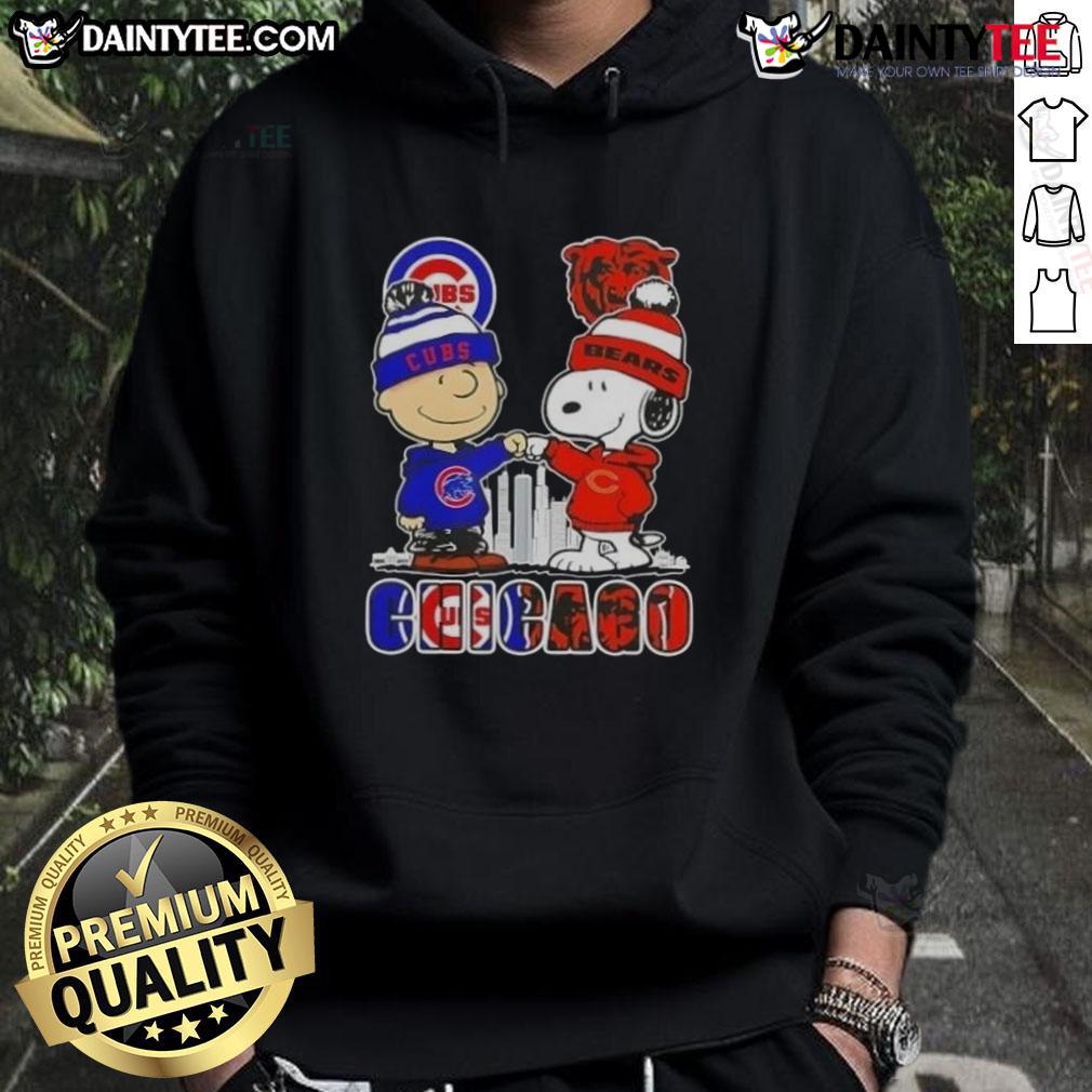 Awesome Snoopy X Charlie Brown Chicago Sports Cubs X Bears Skyline Hoodie Awesome Snoopy x Charlie Brown hoodie featuring Chicago Cubs and Bears skyline design for sports fans.