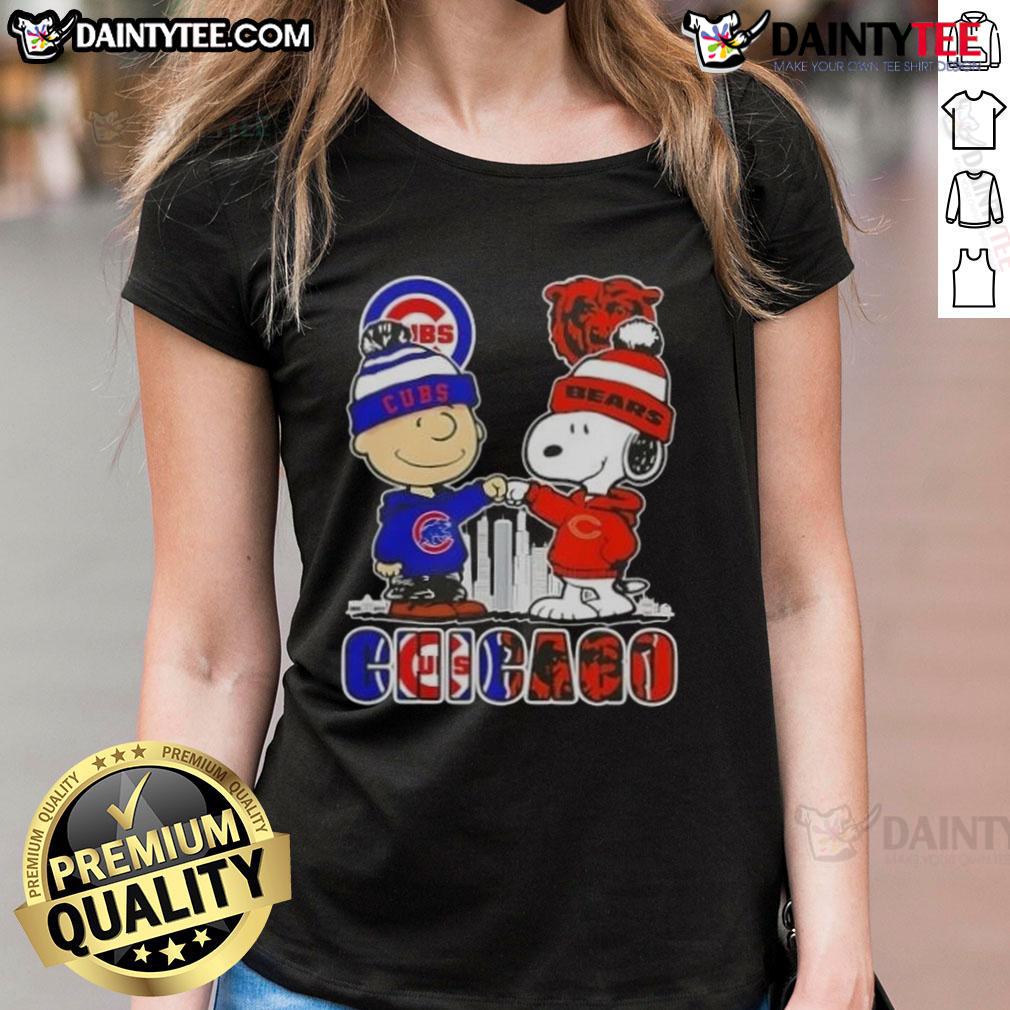 Awesome Snoopy X Charlie Brown Chicago Sports Cubs X Bears Skyline Ladies Tee Awesome Snoopy X Charlie Brown Chicago sports Cubs and Bears skyline ladies tee featuring vibrant graphics and team pride.