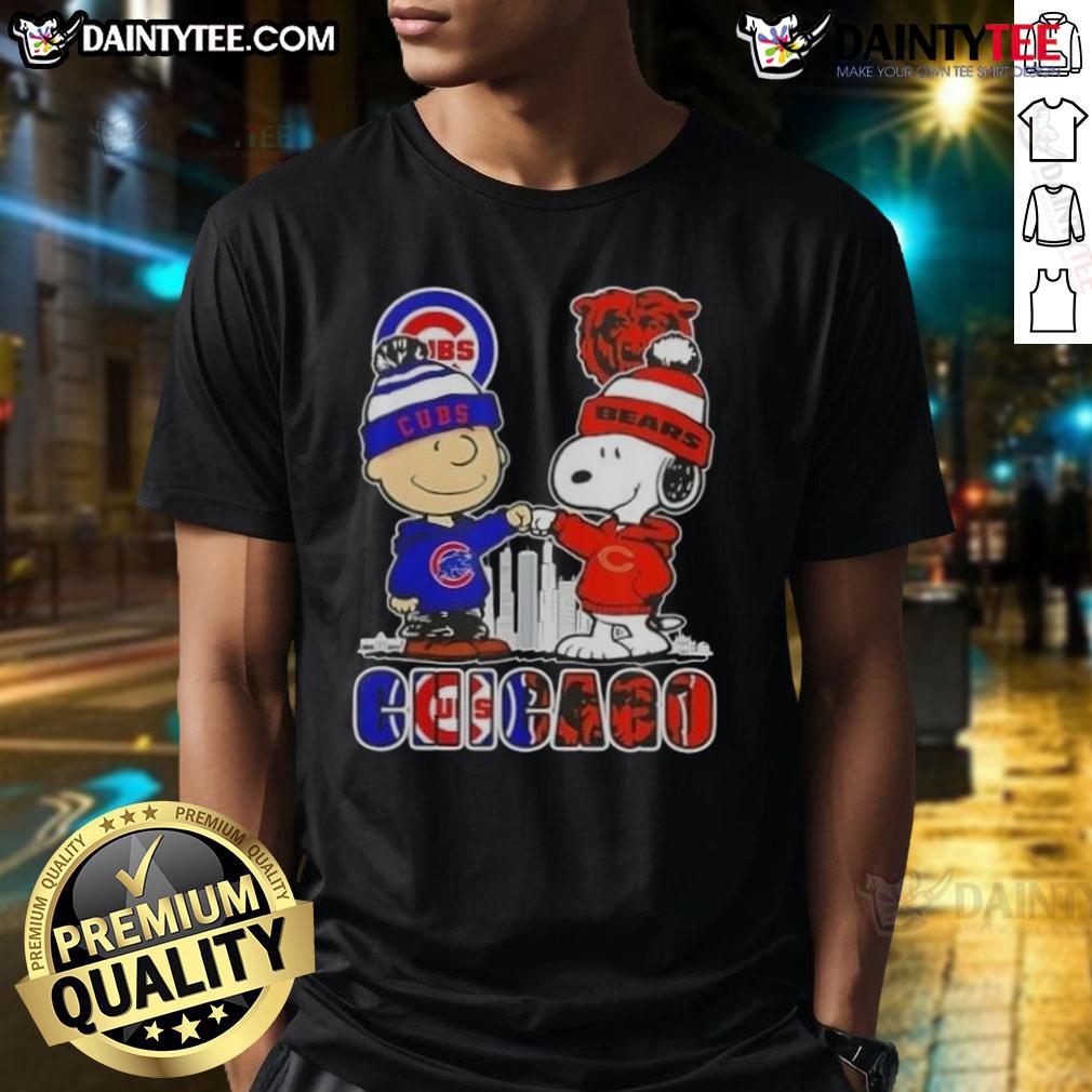 Awesome Snoopy X Charlie Brown Chicago Sports Cubs X Bears Skyline T Shirt Awesome Snoopy X Charlie Brown Chicago Sports Cubs X Bears Skyline T-Shirt featuring iconic characters and city skyline design.