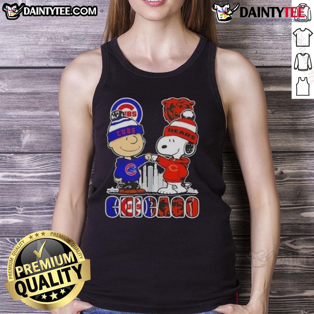 Awesome Snoopy X Charlie Brown Chicago Sports Cubs X Bears Skyline Tank Top Awesome Snoopy X Charlie Brown Chicago Sports Cubs X Bears Skyline Tank Top featuring iconic characters and city skyline.