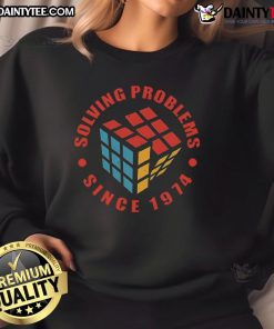 Retro sweatshirt featuring Awesome Solving Problems Since 1974 with a colorful Rubik's Cube design.
