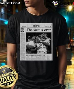 Alt Text: Awesome Sports T-Shirt celebrating Indians Champions for the first time since 1954 with bold graphics and vibrant colors.