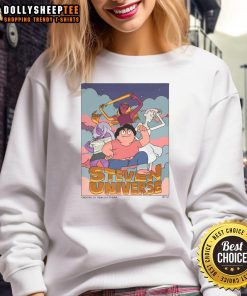 Alt Text: Awesome Steven Universe sweatshirt featuring three magical guardians and Steven, perfect for fans of the show.