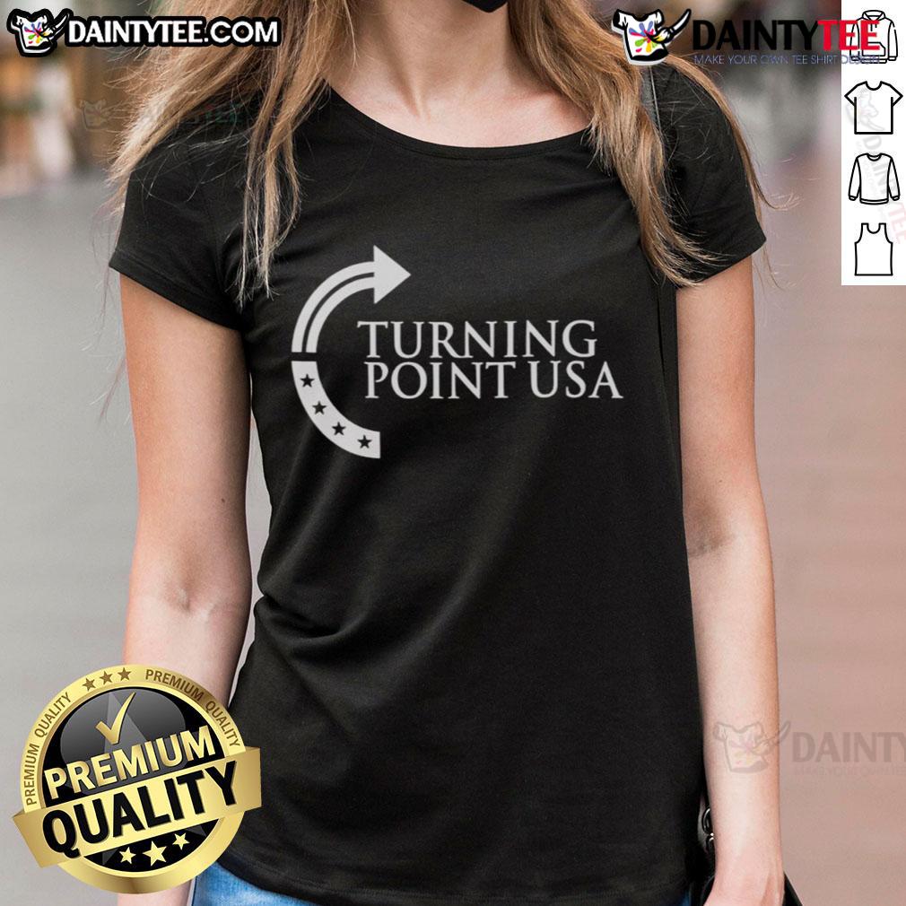 Awesome Sydney Sweeney Turning Point Usa Logo Ladies Tee Sydney Sweeney rocking the Awesome Turning Point USA logo ladies tee, showcasing style and activism in fashion.