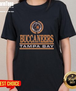 Awesome Tampa Bay Buccaneers Crest Ladies Tee featuring team colors and logo, perfect for female fans.