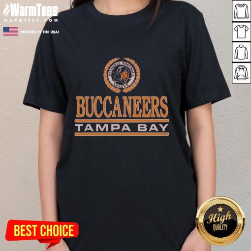 Awesome Tampa Bay Buccaneers Crest Ladies Tee featuring team colors and logo, perfect for female fans.