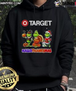 Awesome Target X Grinch Cosplay hoodie perfect for Happy HalloThanksMas celebrations, featuring festive designs and cozy style.