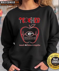 Awesome Teacher Teach Love Inspire Georgia Bulldogs Sweatshirt showcasing school spirit and dedication to education.