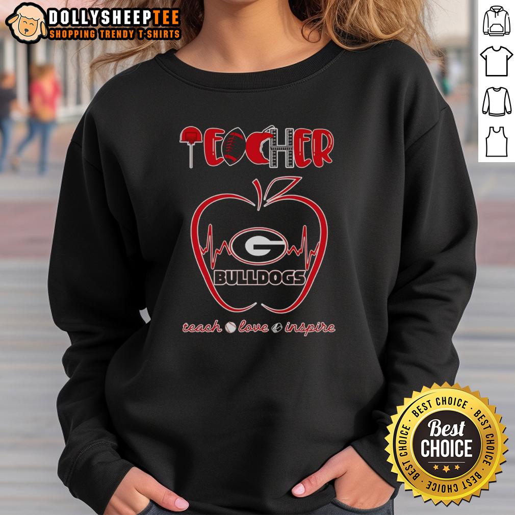 Awesome Teacher Teach Love Inspire Georgia Bulldogs Sweatshirt Awesome Teacher Teach Love Inspire Georgia Bulldogs Sweatshirt showcasing school spirit and dedication to education.