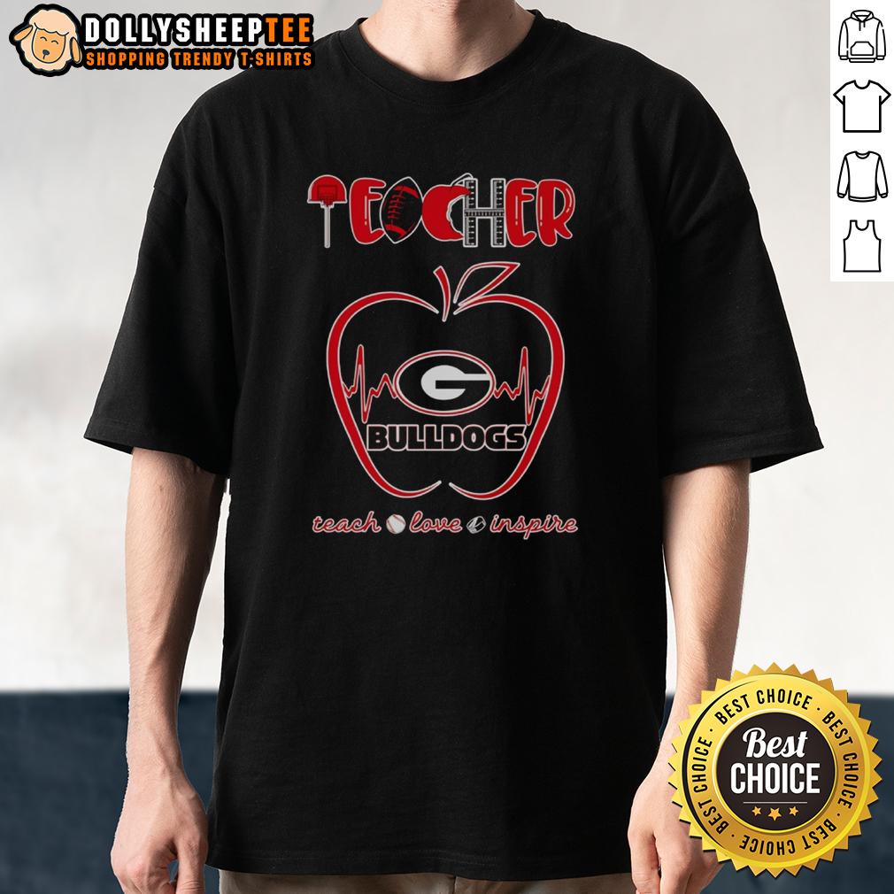 Awesome Teacher Teach Love Inspire Georgia Bulldogs T Shirt Awesome Teacher T-Shirt featuring 'Teach Love Inspire' with Georgia Bulldogs logo, perfect for educators and fans.