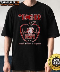 Alt Text: Awesome Teacher Teach Love Inspire Mississippi State T-Shirt featuring a bold design and vibrant colors for educators.