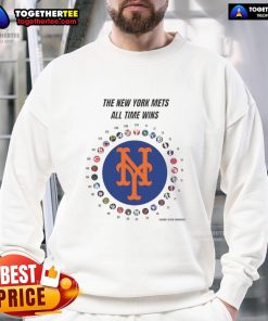 Awesome New York Mets MLB All-Time Wins Sweatshirt featuring team logo and vibrant colors for baseball fans.