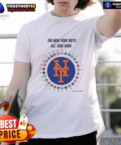 Awesome New York Mets MLB All Time Wins T-Shirt featuring team logo and vibrant design for die-hard fans.