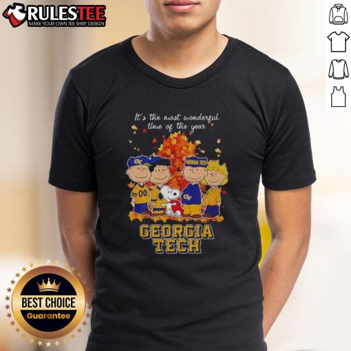 Awesome The Peanuts Character Georgia Tech 'It's The Most Wonderful Time Of The Year' T-Shirt for holiday fans.