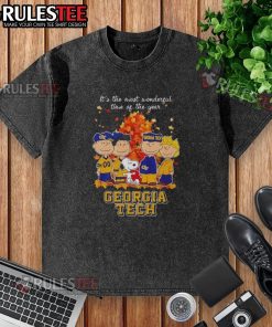 Awesome Peanuts character Georgia Tech t-shirt featuring 'It's the Most Wonderful Time of the Year' design.