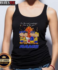 Awesome Peanuts character tank top for Los Angeles Rams fans, perfect for the holiday season celebrations.