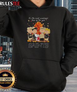 Awesome Peanuts character New Orleans Saints hoodie for the holiday season, celebrating 'It's the Most Wonderful Time of the Year.'