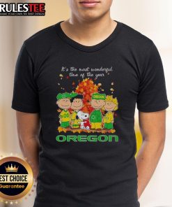 Alt Text: Awesome The Peanuts Character Oregon Ducks T-Shirt for 'It's The Most Wonderful Time Of The Year' celebration.