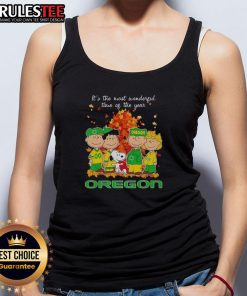 Awesome Peanuts character tank top featuring Oregon Ducks design, celebrating the most wonderful time of the year.