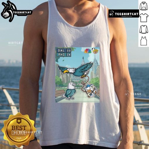 Philadelphia Eagles tank top celebrating their first win of the season against the Dallas Cowboys, showcasing team spirit.