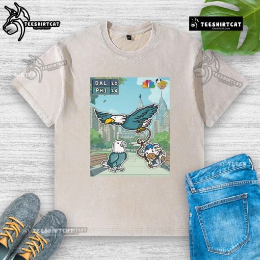Awesome Philadelphia Eagles washed t-shirt celebrating their first win of the season against the Dallas Cowboys.
