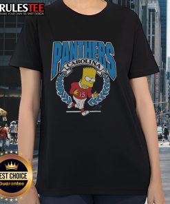 Awesome The Simpsons Bart X Carolina Panthers ladies tee featuring vibrant graphics and a comfortable fit for fans.
