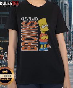 Awesome The Simpsons Bart X Cleveland Browns ladies tee featuring vibrant graphics and a stylish fit for fans.