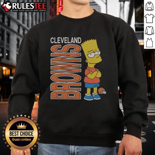 Awesome The Simpsons Bart X Cleveland Browns Sweatshirt featuring Bart Simpson in Browns colors and logo.