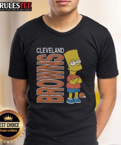 Awesome The Simpsons Bart X Cleveland Browns T-Shirt featuring Bart Simpson in Browns colors, perfect for fans and collectors.