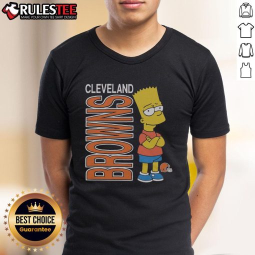 Awesome The Simpsons Bart X Cleveland Browns T-Shirt featuring Bart Simpson in Browns colors, perfect for fans and collectors.