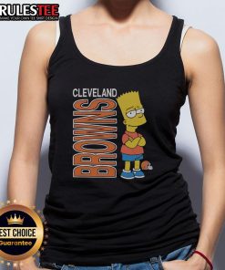 Awesome The Simpsons Bart X Cleveland Browns tank top featuring Bart Simpson in Browns colors and logo design.