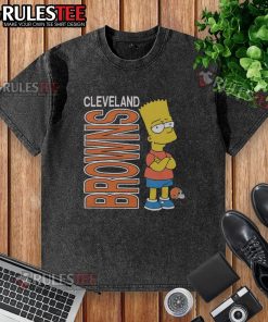 Awesome The Simpsons Bart X Cleveland Browns washed t-shirt featuring Bart Simpson in Browns gear for fans.
