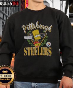 Awesome The Simpsons Bart X Pittsburgh Steelers sweatshirt featuring Bart Simpson in Steelers gear, perfect for fans.