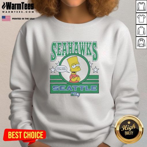 Awesome The Simpsons Bart X Seattle Seahawks sweatshirt featuring vibrant graphics and cozy design for fans.