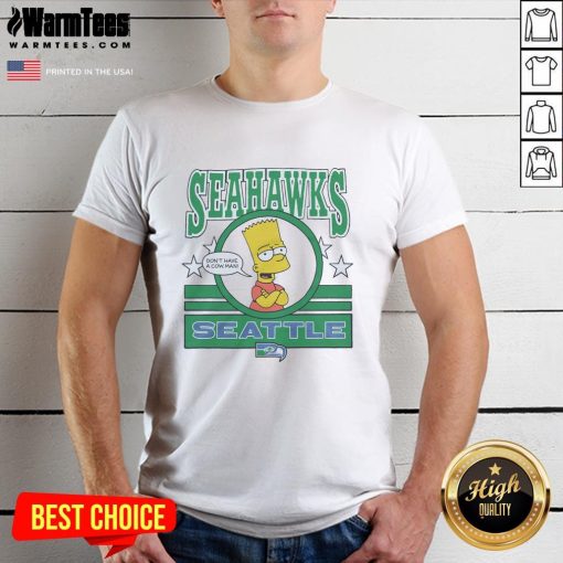 Awesome The Simpsons Bart X Seattle Seahawks T-Shirt featuring Bart Simpson in Seahawks gear, perfect for fans.