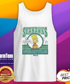 Alt Text: Awesome The Simpsons Bart X Seattle Seahawks tank top featuring vibrant design and sporty style for fans.