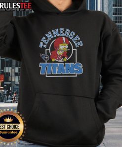 Alt Text: Awesome Bart Simpson hoodie featuring Tennessee Titans logo, perfect for fans of The Simpsons and NFL apparel.