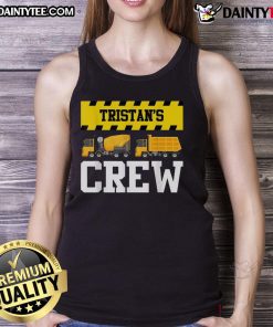 Awesome Tristan's Crew construction crew with cement mixer and dump truck tank top, showcasing teamwork in construction.