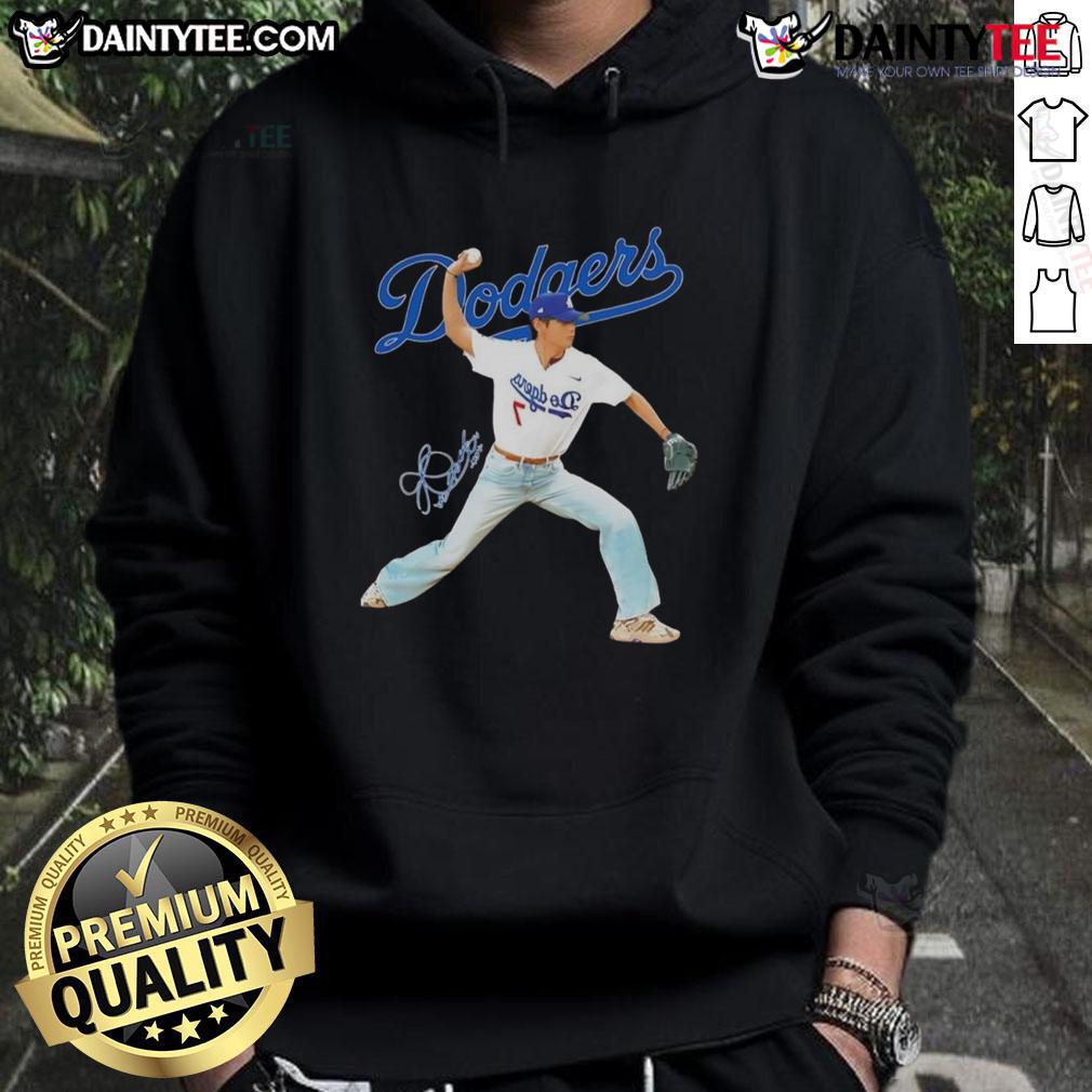 Awesome V Bts X Los Angeles Dodgers Baseball Throwing Position Signature Hoodie Awesome V BTS x Los Angeles Dodgers baseball hoodie featuring a stylish throwing position signature design.