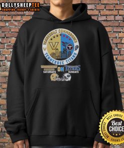 Awesome Vanderbilt Commodores on Saturdays, Tennessee Titans on Sundays Skyline Hoodie, perfect for sports fans.