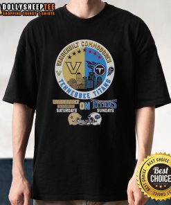 Awesome Vanderbilt Commodores and Tennessee Titans skyline T-shirt, perfect for game day attire.