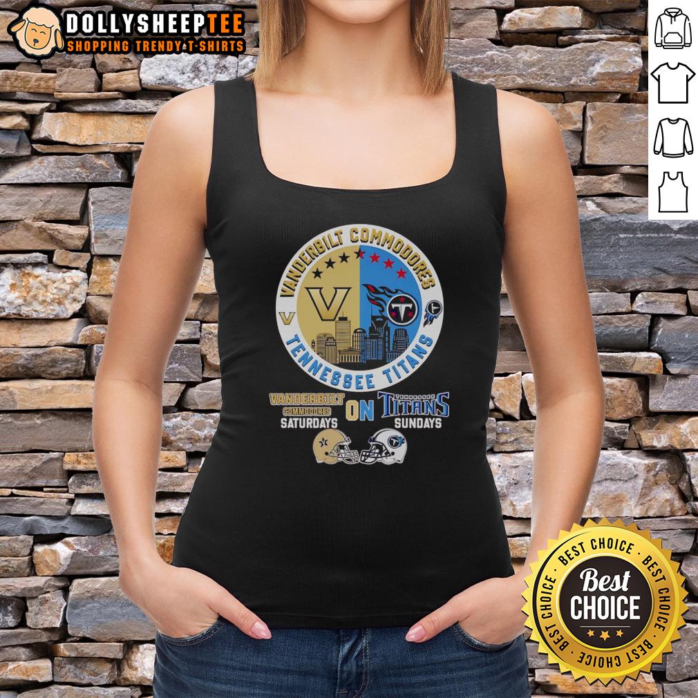 Awesome Vanderbilt Commodores On Saturdays Tennessee Titans On Sundays Skyline Tank Top Vanderbilt Commodores and Tennessee Titans skyline tank top, perfect for game day fans showcasing team spirit.