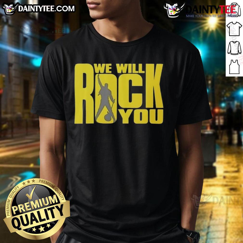 Awesome We Will Rock You Classic Rock Band T Shirt Alt Text: Awesome We Will Rock You classic rock band T-Shirt featuring iconic design, perfect for music lovers and fans.