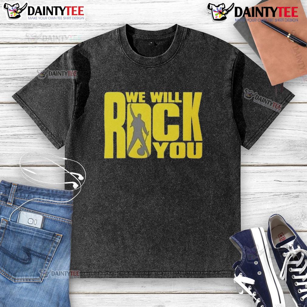 Awesome We Will Rock You Classic Rock Band Washed T Shirt
