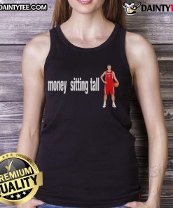 Yao Ming sitting tall in a sarcastic tank top, showcasing Houston Rockets pride in a fun and stylish way.