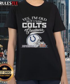Indianapolis Colts Super Bowl helmet skyline design on a ladies tee, celebrating Colts greatness for fans.