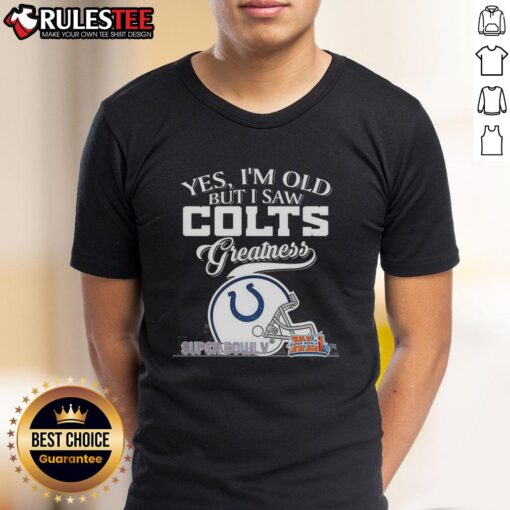 Indianapolis Colts Super Bowl helmet and skyline graphic on a vintage t-shirt, celebrating Colts greatness.